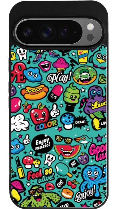 Coque Google Pixel 9 Pro XL - Silicone rigide noir Cartoons old school