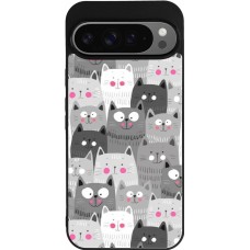 Google Pixel 9 Pro XL Case Hülle - Silikon schwarz Katzenschwärme