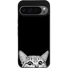 Coque Google Pixel 9 Pro XL - Silicone rigide noir Cat Looking Up Black