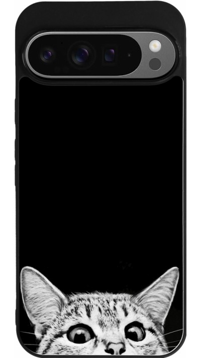 Coque Google Pixel 9 Pro XL - Silicone rigide noir Cat Looking Up Black