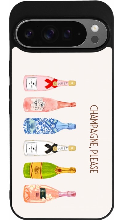 Coque Google Pixel 9 Pro XL - Silicone rigide noir Champagne Please