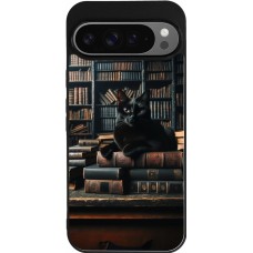 Google Pixel 9 Pro XL Case Hülle - Silikon schwarz Katze Bücher dunkel
