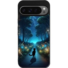 Google Pixel 9 Pro XL Case Hülle - Silikon schwarz Schwarze Katze Spaziergang