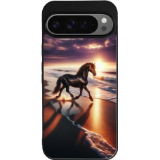 Google Pixel 9 Pro XL Case Hülle - Silikon schwarz Pferd majestätisch Strand