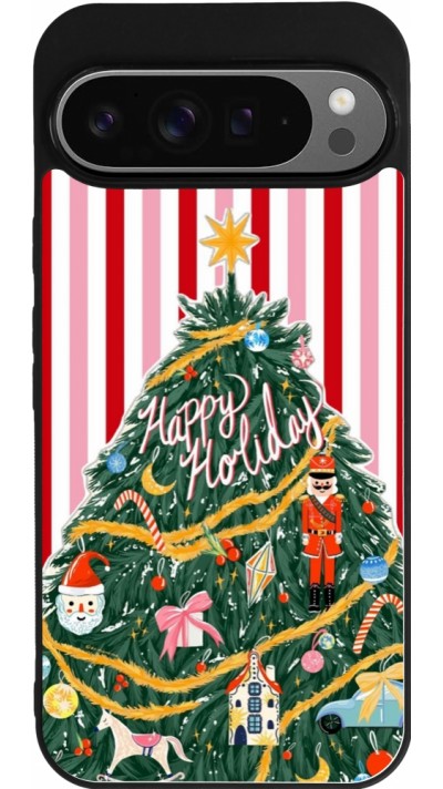 Coque Google Pixel 9 Pro XL - Silicone rigide noir Christmas 25 Happy Holiday