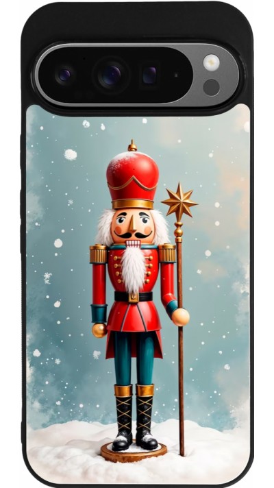 Coque Google Pixel 9 Pro XL - Silicone rigide noir Christmas 25 Nutcracker Snow