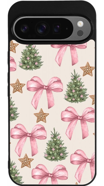 Coque Google Pixel 9 Pro XL - Silicone rigide noir Christmas 25 Vintage Ribbons