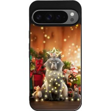 Coque Google Pixel 9 Pro XL - Silicone rigide noir Christmas 25 Xmas Cat