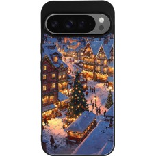Coque Google Pixel 9 Pro XL - Silicone rigide noir Christmas 25 Xmas Village