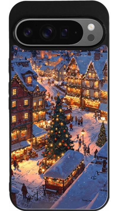 Coque Google Pixel 9 Pro XL - Silicone rigide noir Christmas 25 Xmas Village