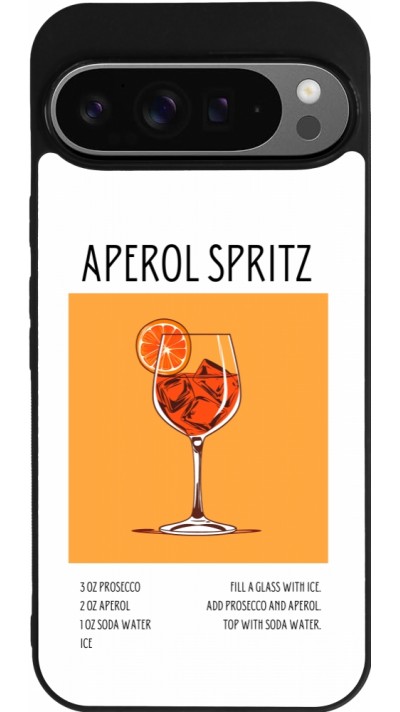 Coque Google Pixel 9 Pro XL - Silicone rigide noir Cocktail recette Aperol Spritz
