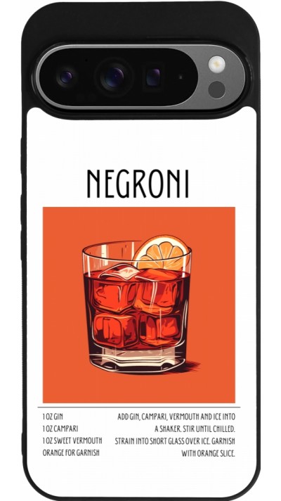 Coque Google Pixel 9 Pro XL - Silicone rigide noir Cocktail recette Negroni