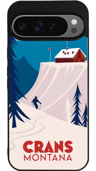 Coque Google Pixel 9 Pro XL - Silicone rigide noir Crans-Montana Cabane