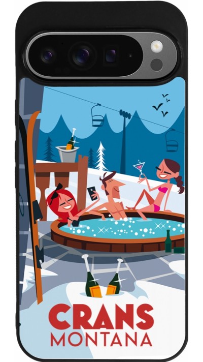 Coque Google Pixel 9 Pro XL - Silicone rigide noir Crans-Montana Mountain Jacuzzi