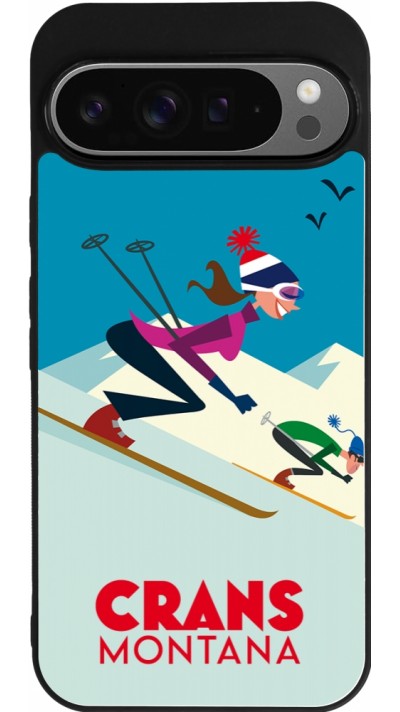 Coque Google Pixel 9 Pro XL - Silicone rigide noir Crans-Montana Ski Downhill