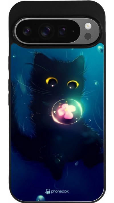 Coque Google Pixel 9 Pro XL - Silicone rigide noir Cute Cat Bubble