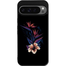 Coque Google Pixel 9 Pro XL - Silicone rigide noir Dark Flowers
