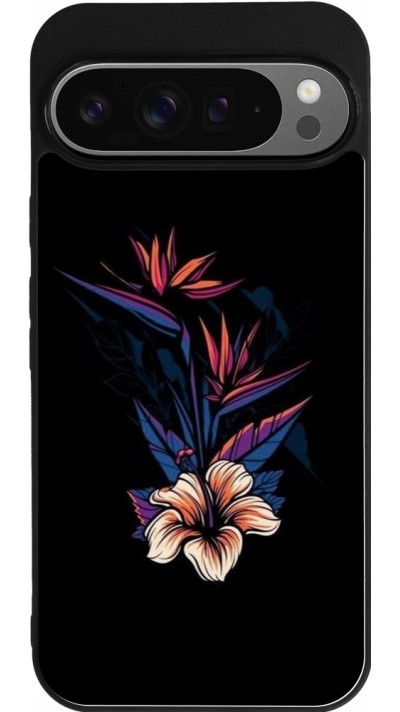 Coque Google Pixel 9 Pro XL - Silicone rigide noir Dark Flowers