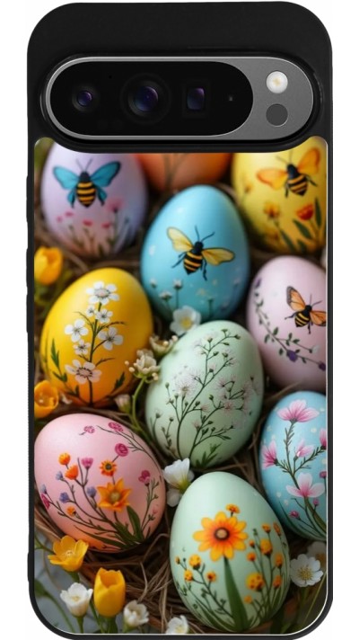 Google Pixel 9 Pro XL Case Hülle - Silikon schwarz Easter 2026 Eggs with bees