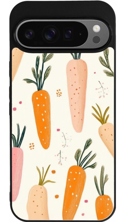 Google Pixel 9 Pro XL Case Hülle - Silikon schwarz Easter 2026 Illustration carrots