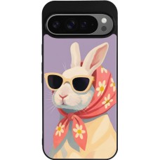Google Pixel 9 Pro XL Case Hülle - Silikon schwarz Easter 2026 Rabbit with scarf