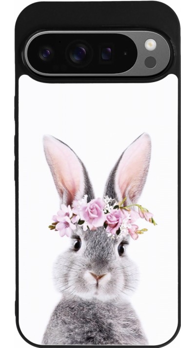 Google Pixel 9 Pro XL Case Hülle - Silikon schwarz Easter 2023 flower bunny