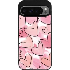 Google Pixel 9 Pro XL Case Hülle - Silikon schwarz Easter 2023 pink hearts