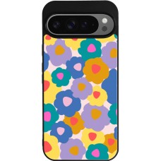 Coque Google Pixel 9 Pro XL - Silicone rigide noir Easter 2024 flower power
