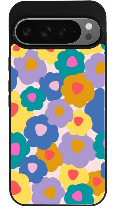 Google Pixel 9 Pro XL Case Hülle - Silikon schwarz Easter 2024 flower power