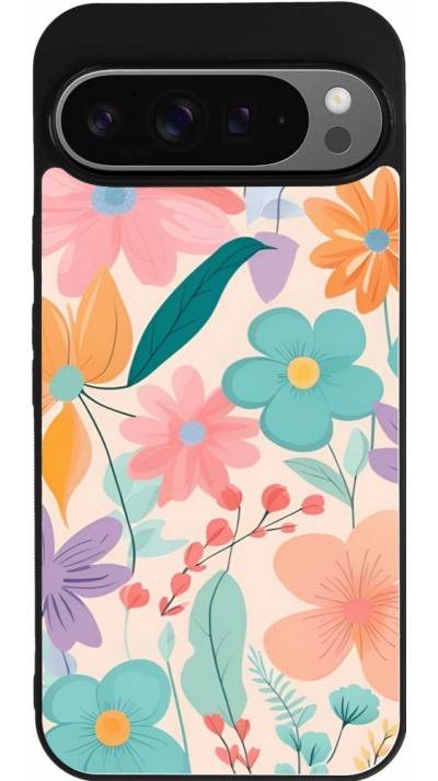 Google Pixel 9 Pro XL Case Hülle - Silikon schwarz Easter 2024 spring flowers