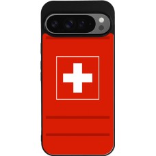 Coque Google Pixel 9 Pro XL - Silicone rigide noir Euro 2020 Switzerland