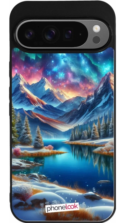 Google Pixel 9 Pro XL Case Hülle - Silikon schwarz Fantasiebergsee Himmel Sterne