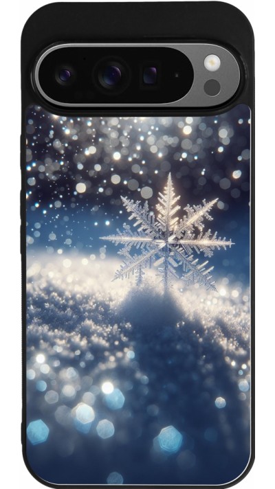 Coque Google Pixel 9 Pro XL - Silicone rigide noir Flocon Solaire Éclat