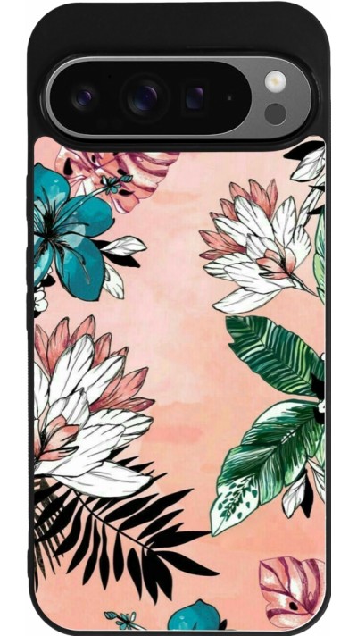 Google Pixel 9 Pro XL Case Hülle - Silikon schwarz Flowers Artprint
