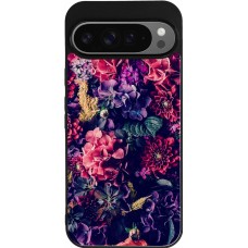 Coque Google Pixel 9 Pro XL - Silicone rigide noir Flowers Dark