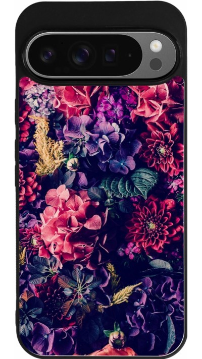 Google Pixel 9 Pro XL Case Hülle - Silikon schwarz Flowers Dark