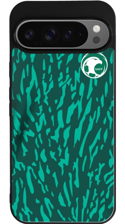 Coque Google Pixel 9 Pro XL - Silicone rigide noir Maillot de football Arabie saoudite 2022 personnalisable