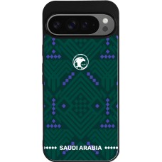 Coque Google Pixel 9 Pro XL - Silicone rigide noir Maillot de football Arabie saoudite 2026 personnalisable
