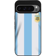 Coque Google Pixel 9 Pro XL - Silicone rigide noir Maillot de football Argentine 2022 personnalisable