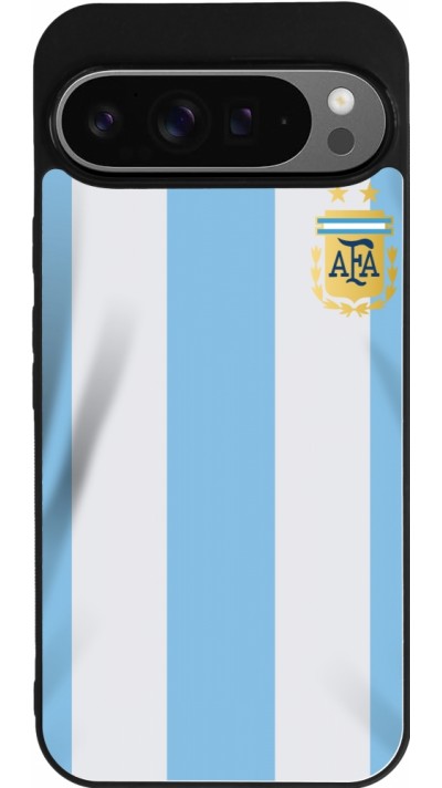 Coque Google Pixel 9 Pro XL - Silicone rigide noir Maillot de football Argentine 2022 personnalisable