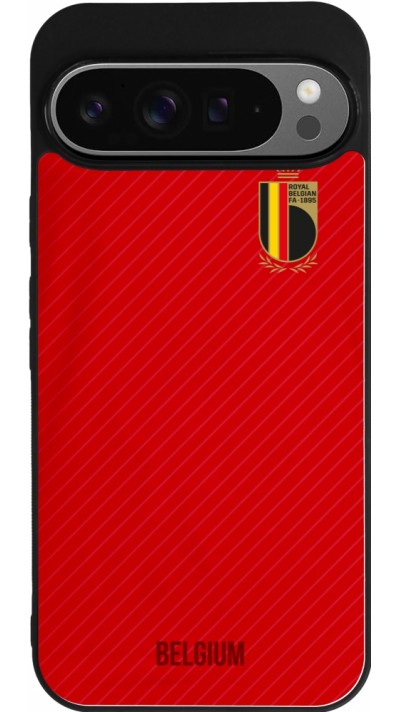 Coque Google Pixel 9 Pro XL - Silicone rigide noir Maillot de football Belgique 2022 personnalisable