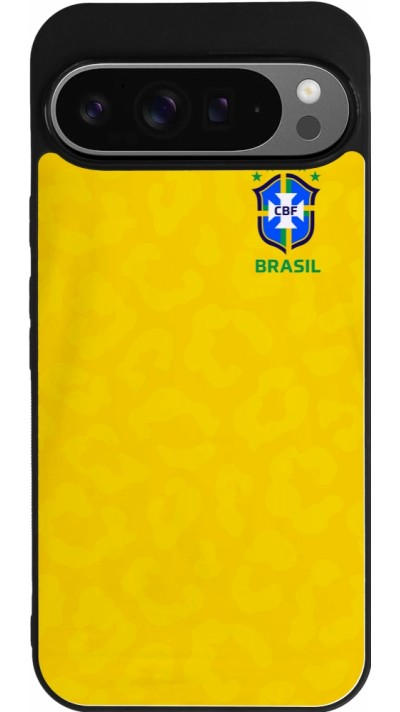 Coque Google Pixel 9 Pro XL - Silicone rigide noir Maillot de football Brésil 2022 personnalisable