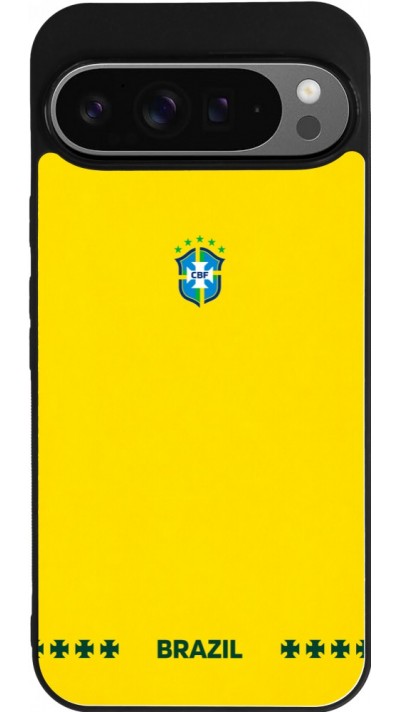 Google Pixel 9 Pro XL Case Hülle - Silikon schwarz Brasilien 2026 personalisierbares Fussballtrikot