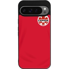 Coque Google Pixel 9 Pro XL - Silicone rigide noir Maillot de football Canada 2022 personnalisable