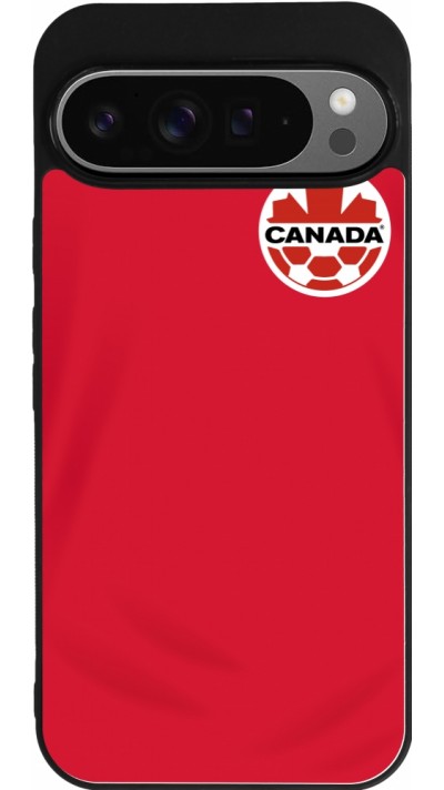 Coque Google Pixel 9 Pro XL - Silicone rigide noir Maillot de football Canada 2022 personnalisable