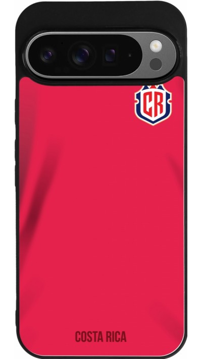Coque Google Pixel 9 Pro XL - Silicone rigide noir Maillot de football Costa Rica 2022 personnalisable