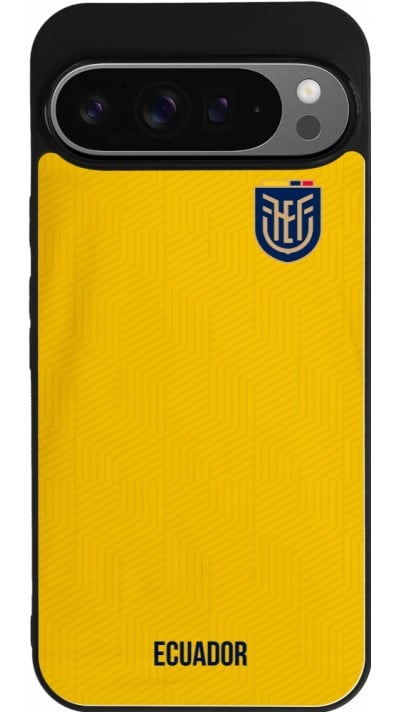 Coque Google Pixel 9 Pro XL - Silicone rigide noir Maillot de football Equateur 2022