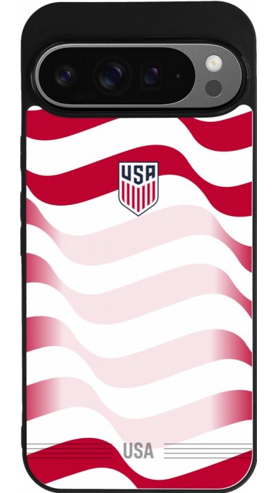 Coque Google Pixel 9 Pro XL - Silicone rigide noir Maillot de football États-Unis 2026 personnalisable