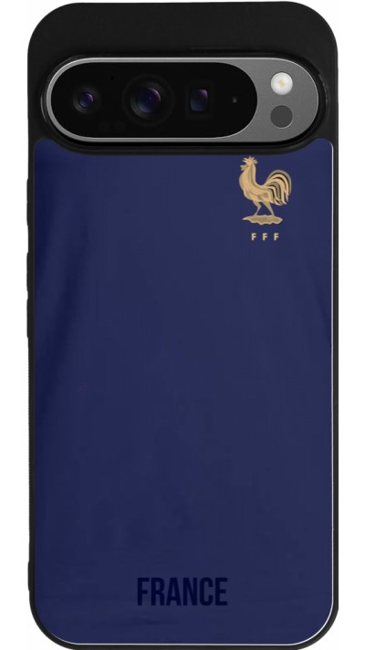 Coque Google Pixel 9 Pro XL - Silicone rigide noir Maillot de football France 2022 personnalisable