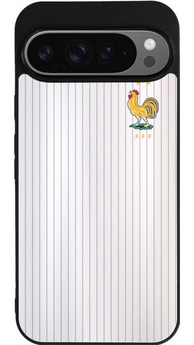 Coque Google Pixel 9 Pro XL - Silicone rigide noir Maillot de football France Extérieur personnalisable